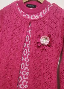 Rose Color Winter Sweater For Girl 8- 9 Year