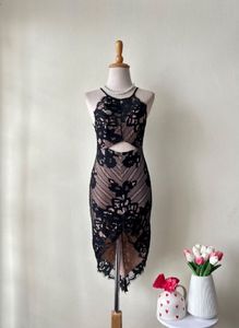 Back Floral Lace Asymmetrical Dress