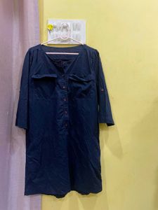 Navy Blue Shirt Dress Tunic Top