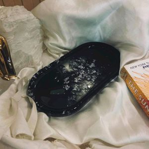 RESIN BLACK OBSIDIAN TRINKET TRAY🖤
