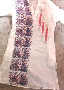 Sheer White Tunic with Ethnic Print