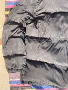 black oversized puffer jacket