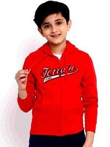 Red Terrain Jeans Zip-Up Hoodie