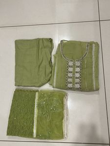Green Embroidered Kurta Set