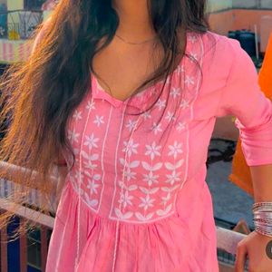 Pink Embroidered Kurta Dress