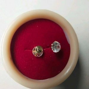 22C Pure Gold Round Dimond Stud Earrings
