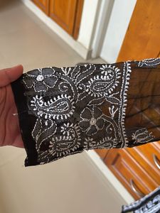 Black Chikankari Georgette Kurti