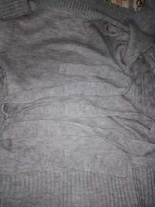 Grey Coloured Extra Long Sleeves Sweater