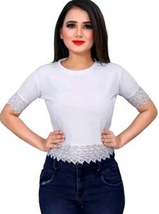 White Lace Trim Top