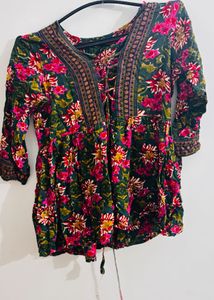 Vibrant Floral Bohemian Tunic Top