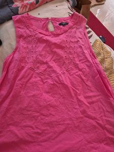 Pink Sleeveless Embroidered Top