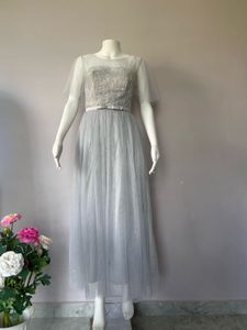 GREY PREMIUM TULLE-lace gown
