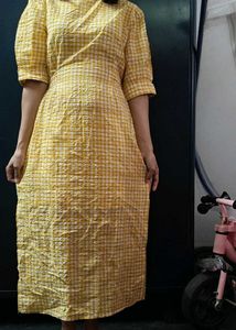 Yellow Gingham Wrap Dress