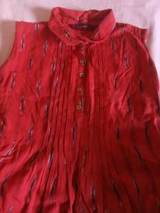 Red Sleeveless Casual Dress