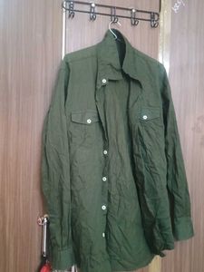 Vintage Olive Green Button-Down Shirt