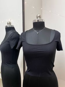 ZARA Black Basic Ribbed Top