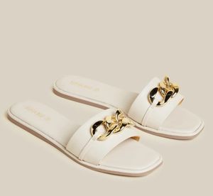 Slippers Flip Flops Branded Beige White Golden