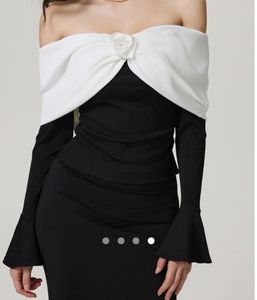Savana Chic Black & White Off-Shoulder top