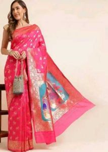 Premium Pink Banarasi Silk Saree