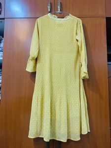 Yellow Polka Dot Pleated Dress