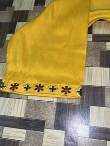 Yellow Embroidered Kurti Top