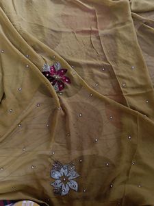 Half -2  Brown Golden Saree With Blouse