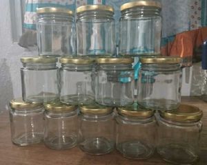 Set of 12 Glass Jars with Gold Lids 200ML