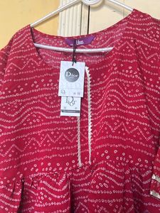 Red Bandhani Print Dress
