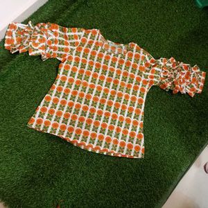 Girls Green Floral Top