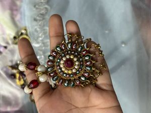 Maroon &amp; Green Diamond Jewellery Set