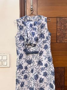 Blue and White Floral Suit Set