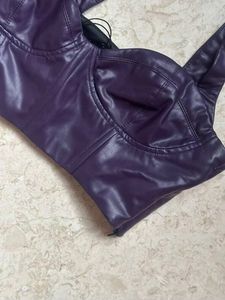 ZARA FAUX LEATHER BUSTIER TOP💜💟🟪