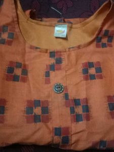 Orange Printed Girls Dress