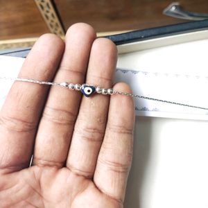 Pure Silver Evil Eye Adjustable Bracelet