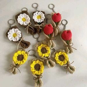 Crochet Flower Bouquet Keychain