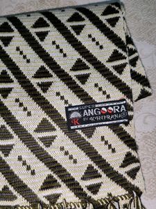 Hand-Knitted Angora Blend Scarf