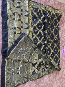 Pure Black Duppata With Banarasi Design