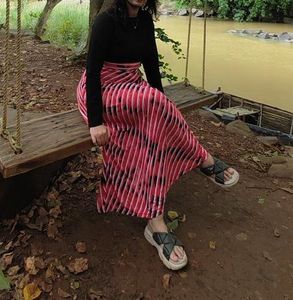 Red Striped Maxi Skirt