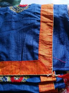 Blue Embroidered Sari