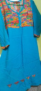 Multi Color Phulkari Daily Wear Rayon Kurti