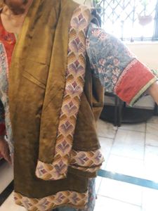 Tussar Silk Saree in Olive Green