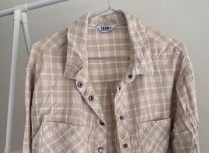Beige Plaid Oversized Flannel