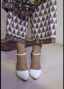 Chic White Heels with Ankle Strap