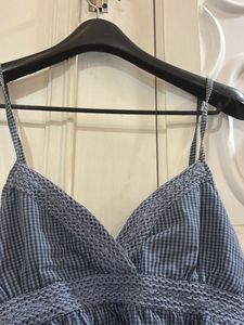 Blue Gingham Crop Top