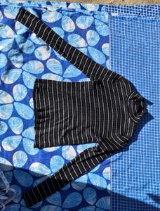 Striped Mock Neck Top