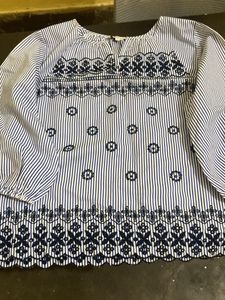 Striped Embroidered Top