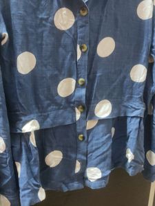 Big White Polka Dots Collared Shirt Great Quality And Barely Used