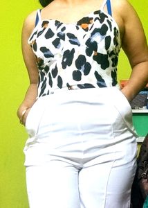 White leopard printed jumpsuit