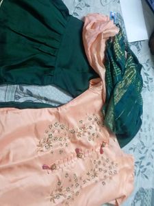 Peach Embroidered Sharara Kameez