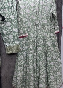 Green Floral Kurta Set